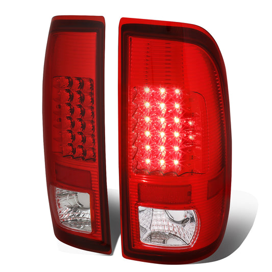 FAROS TRASEROS 97-03 FORD F-150 / 97-99 FORD F-250 / 99-07 FORD F-250, F-350, F-450, F-550 - SUPER DUTY / 04 FORD F-150 HERITAGE - LED - FITS STYLESIDE MODELS ONLY - CHROME / RED