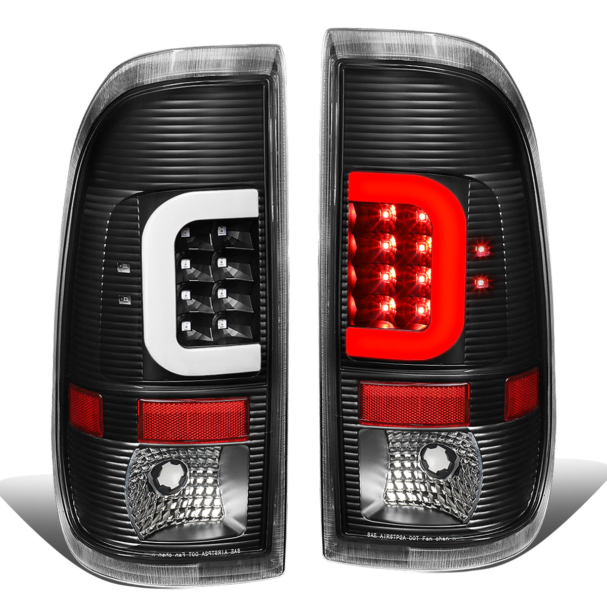 FAROS TRASEROS 08-16 FORD F-250, F-350, F-450, F-550 - SUPER DUTY / 09-16 FORD F-350, F-450 / 15-16 FORD F-550 - C-BAR - 3D - LED - BLACK / CLEAR