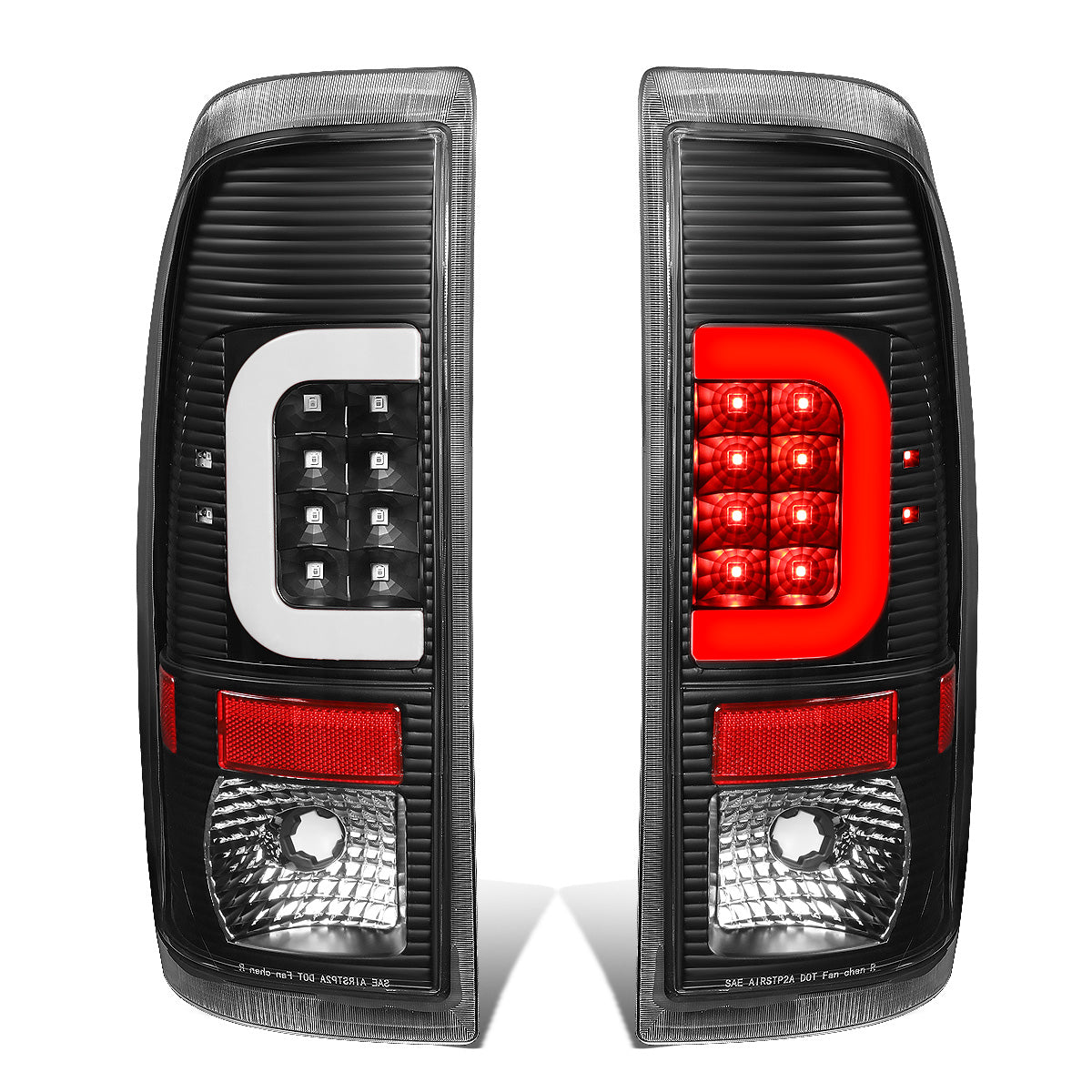 FAROS TRASEROS 08-16 FORD F-250, F-350, F-450, F-550 - SUPER DUTY / 09-16 FORD F-350, F-450 / 15-16 FORD F-550 - C-BAR - 3D - LED - BLACK / CLEAR