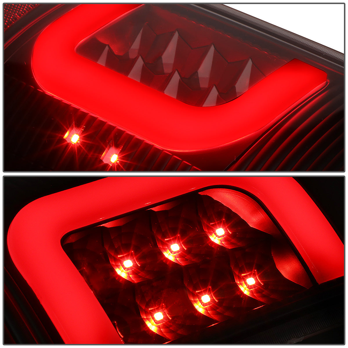FAROS TRASEROS 08-16 FORD F-250, F-350, F-450, F-550 - SUPER DUTY / 09-16 FORD F-350, F-450 / 15-16 FORD F-550 - C-BAR - 3D - LED - BLACK / CLEAR