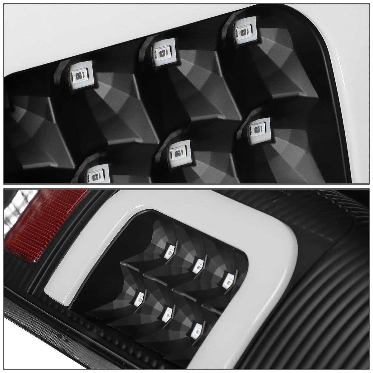 FAROS TRASEROS 08-16 FORD F-250, F-350, F-450, F-550 - SUPER DUTY / 09-16 FORD F-350, F-450 / 15-16 FORD F-550 - C-BAR - 3D - LED - BLACK / CLEAR