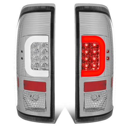 FAROS TRASEROS 08-16 FORD F-250, F-350, F-450, F-550 - SUPER DUTY / 09-16 FORD F-350, F-450 / 15-16 FORD F-550 - C-BAR - 3D - LED - CHROME / CLEAR