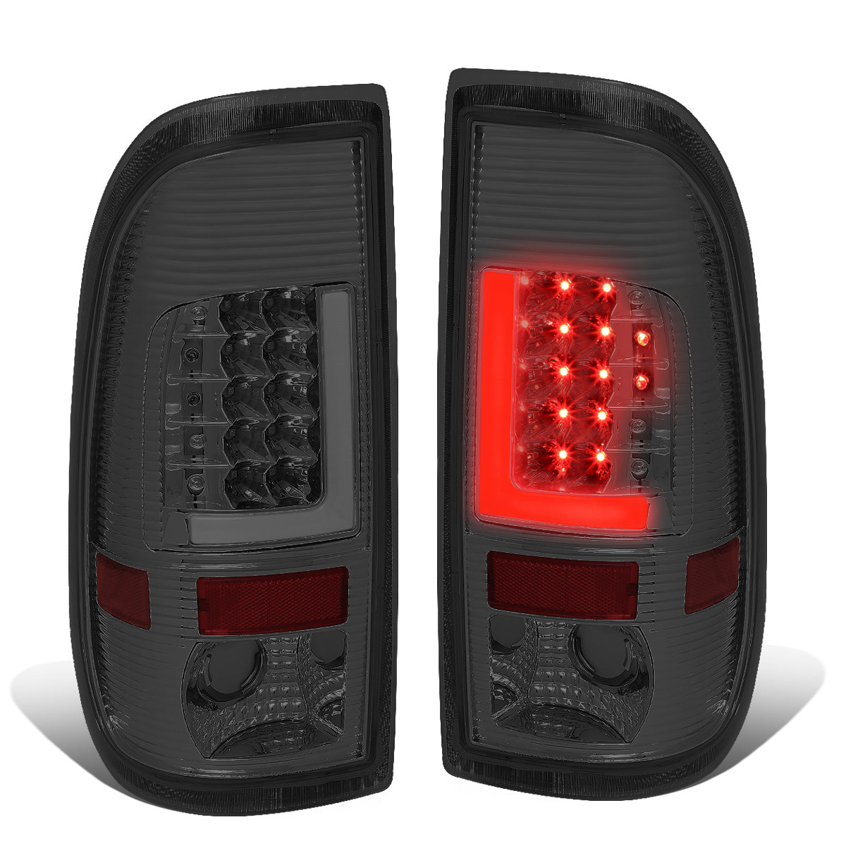 FAROS TRASEROS 08-16 FORD F-250, F-350, F-450, F-550 - SUPER DUTY / 09-16 FORD F-350, F-450 / 15-16 FORD F-550 - L-BAR - 3D - LED - CHROME / SMOKE