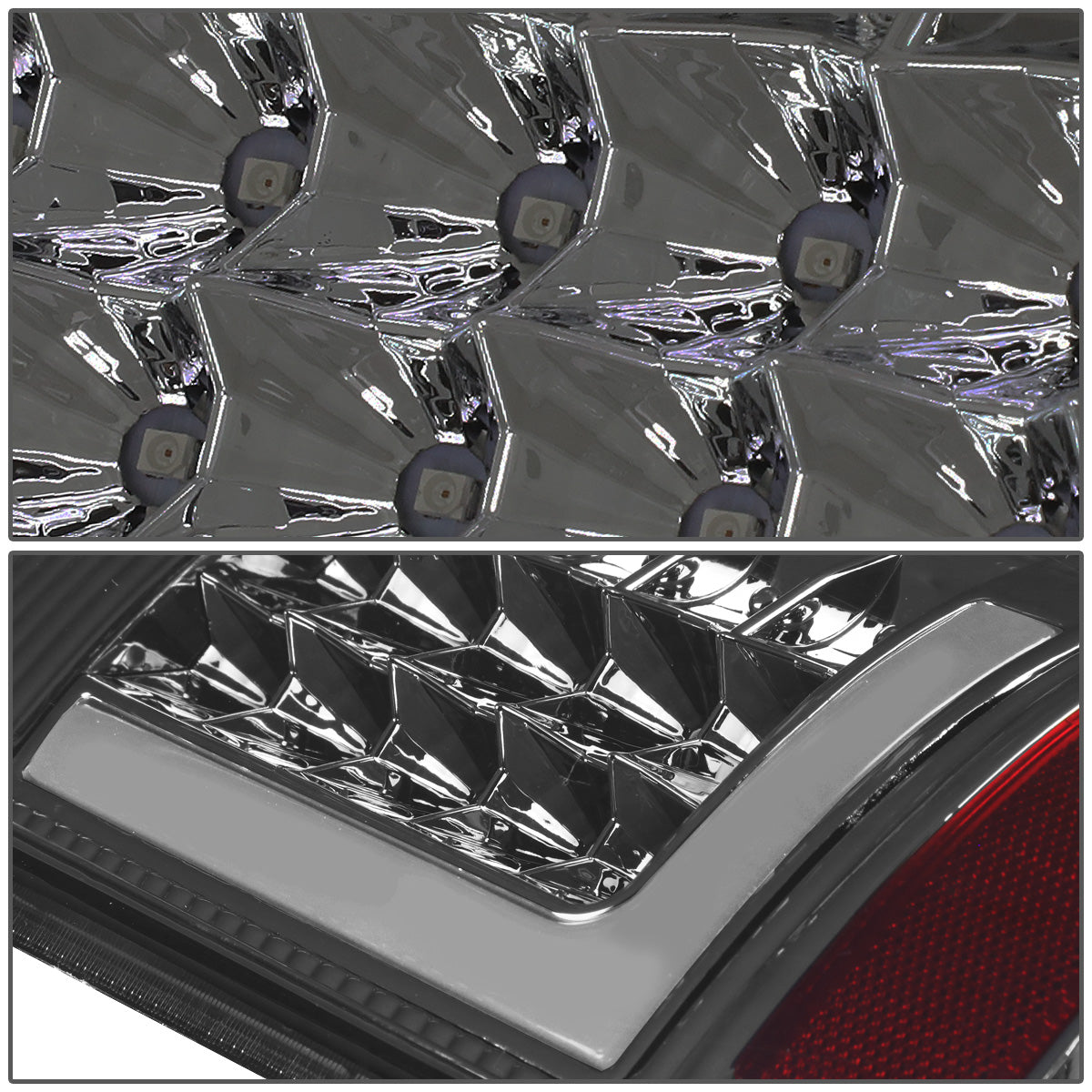 FAROS TRASEROS 08-16 FORD F-250, F-350, F-450, F-550 - SUPER DUTY / 09-16 FORD F-350, F-450 / 15-16 FORD F-550 - L-BAR - 3D - LED - CHROME / SMOKE