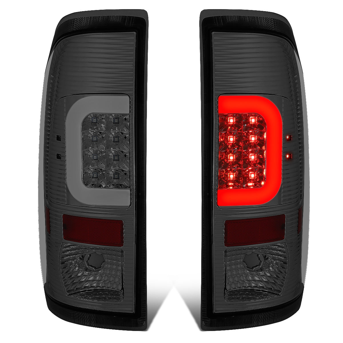 FAROS TRASEROS 08-16 FORD F-250, F-350, F-450, F-550 - SUPER DUTY / 09-16 FORD F-350, F-450 / 15-16 FORD F-550 - C-BAR - 3D - LED - CHROME / SMOKE