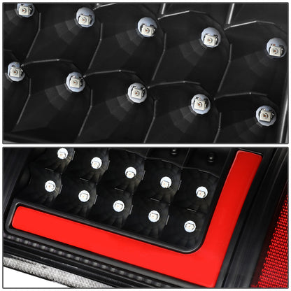 FAROS TRASEROS 08-16 FORD F-250, F-350, F-450, F-550 - SUPER DUTY / 09-16 FORD F-350, F-450 / 15-16 FORD F-550 - RED L-BAR - 3D - LED - BLACK / CLEAR