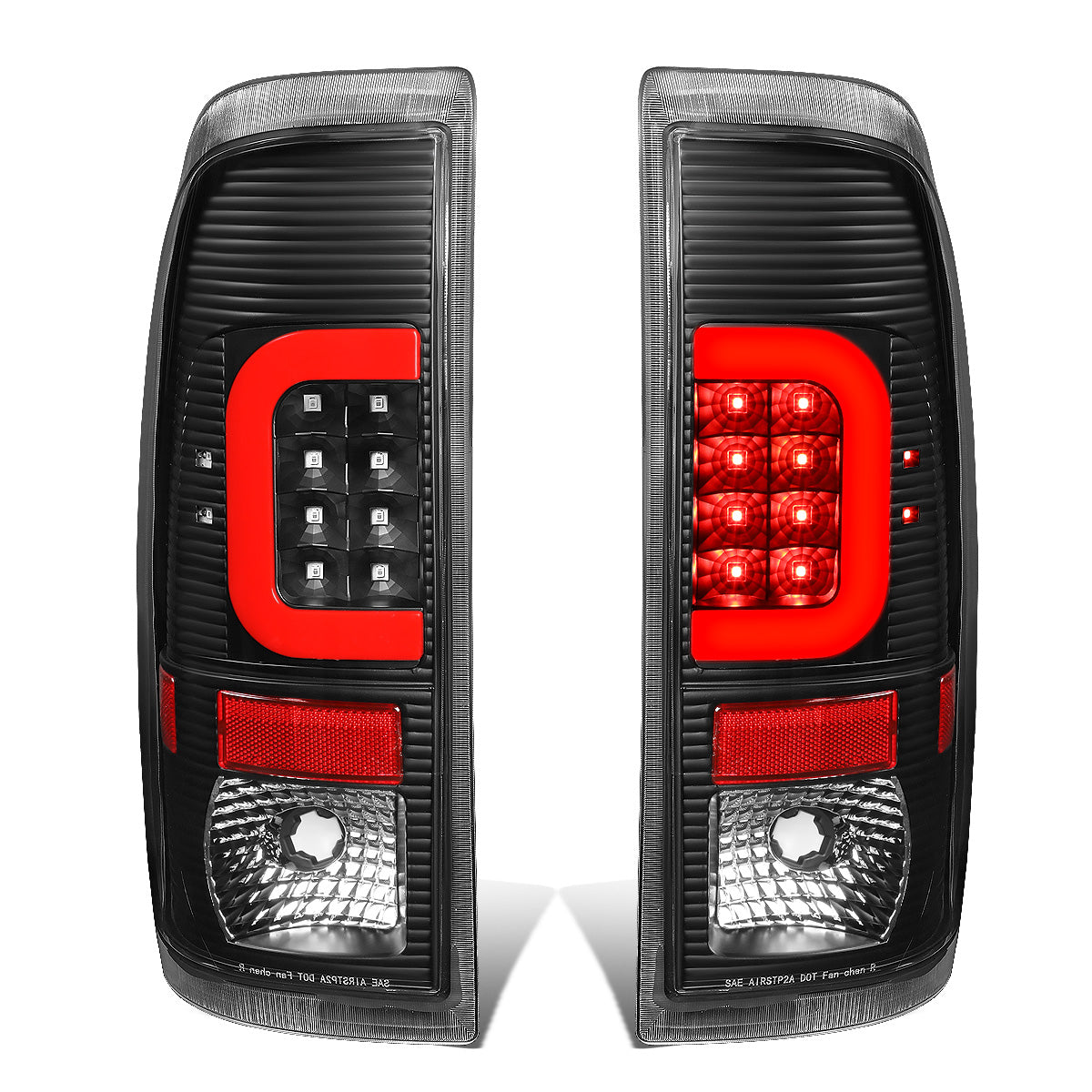 FAROS TRASEROS 08-16 FORD F-250, F-350, F-450, F-550 - SUPER DUTY / 09-16 FORD F-350, F-450 / 15-16 FORD F-550 - RED C-BAR - 3D - LED - BLACK / CLEAR