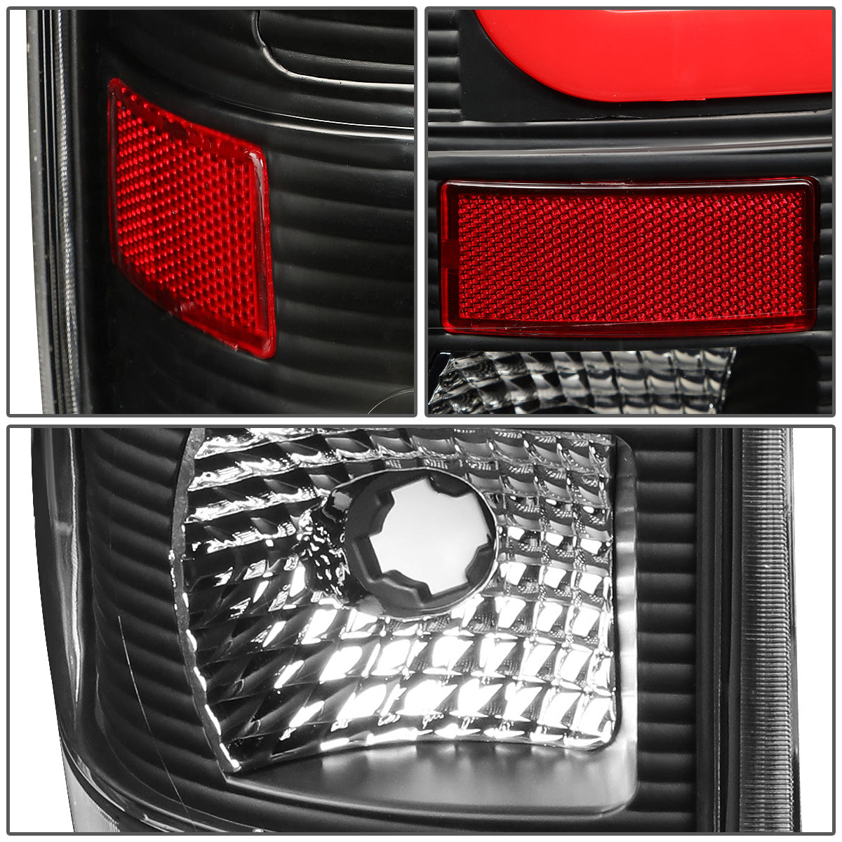 FAROS TRASEROS 08-16 FORD F-250, F-350, F-450, F-550 - SUPER DUTY / 09-16 FORD F-350, F-450 / 15-16 FORD F-550 - RED C-BAR - 3D - LED - BLACK / CLEAR