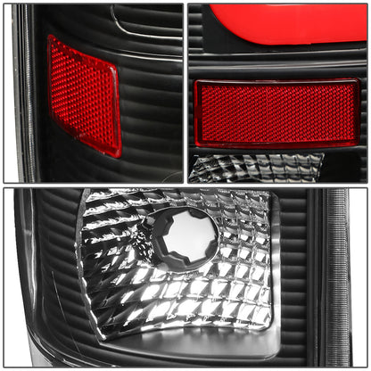FAROS TRASEROS 08-16 FORD F-250, F-350, F-450, F-550 - SUPER DUTY / 09-16 FORD F-350, F-450 / 15-16 FORD F-550 - RED C-BAR - 3D - LED - BLACK / CLEAR
