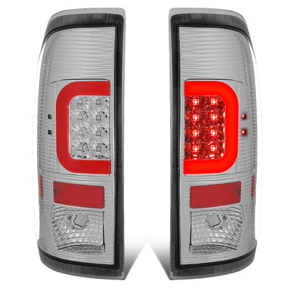 FAROS TRASEROS 08-16 FORD F-250, F-350, F-450, F-550 - SUPER DUTY / 09-16 FORD F-350, F-450 / 15-16 FORD F-550 - RED C-BAR - 3D - LED - CHROME / CLEAR