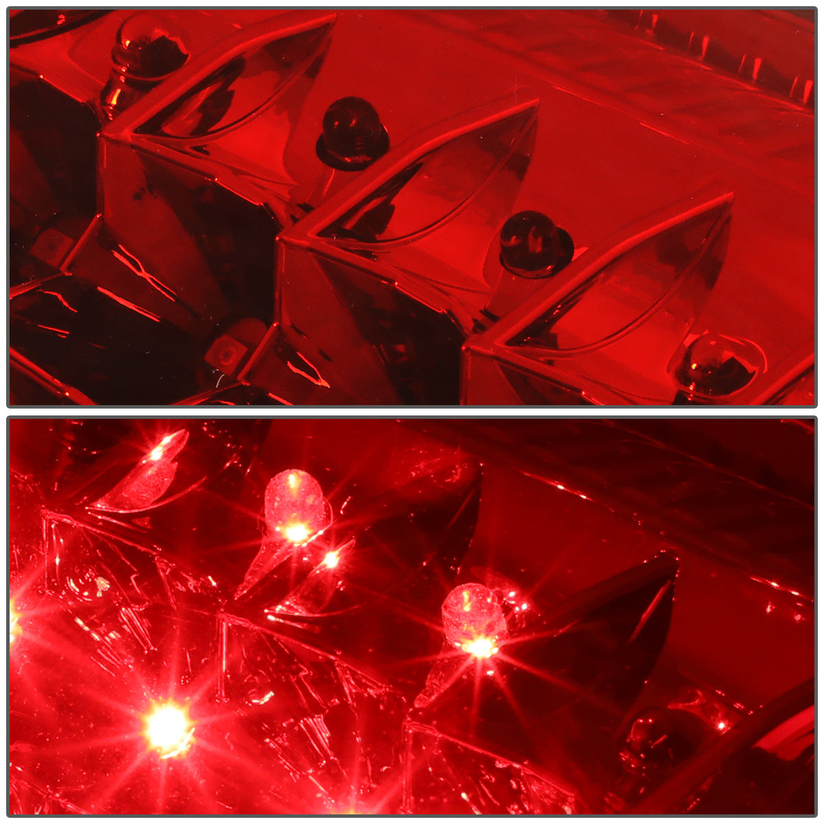 FAROS TRASEROS 08-16 FORD F-250, F-350, F-450, F-550 - SUPER DUTY / 09-16 FORD F-350, F-450 / 15-16 FORD F-550 - RED L-BAR - 3D - LED - CHROME / RED