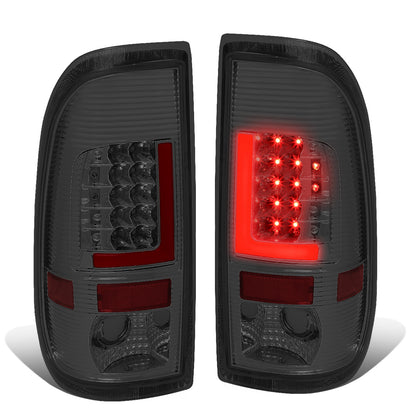 FAROS TRASEROS 08-16 FORD F-250, F-350, F-450, F-550 - SUPER DUTY / 09-16 FORD F-350, F-450 / 15-16 FORD F-550 - RED L-BAR - 3D - LED - CHROME / SMOKE