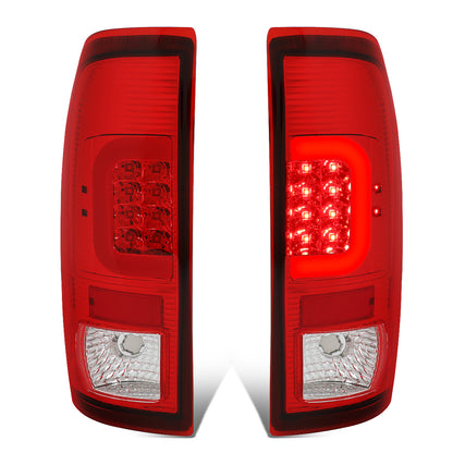 FAROS TRASEROS 08-16 FORD F-250, F-350, F-450, F-550 - SUPER DUTY / 09-16 FORD F-350, F-450 / 15-16 FORD F-550 - RED C-BAR - 3D - LED - CHROME / RED