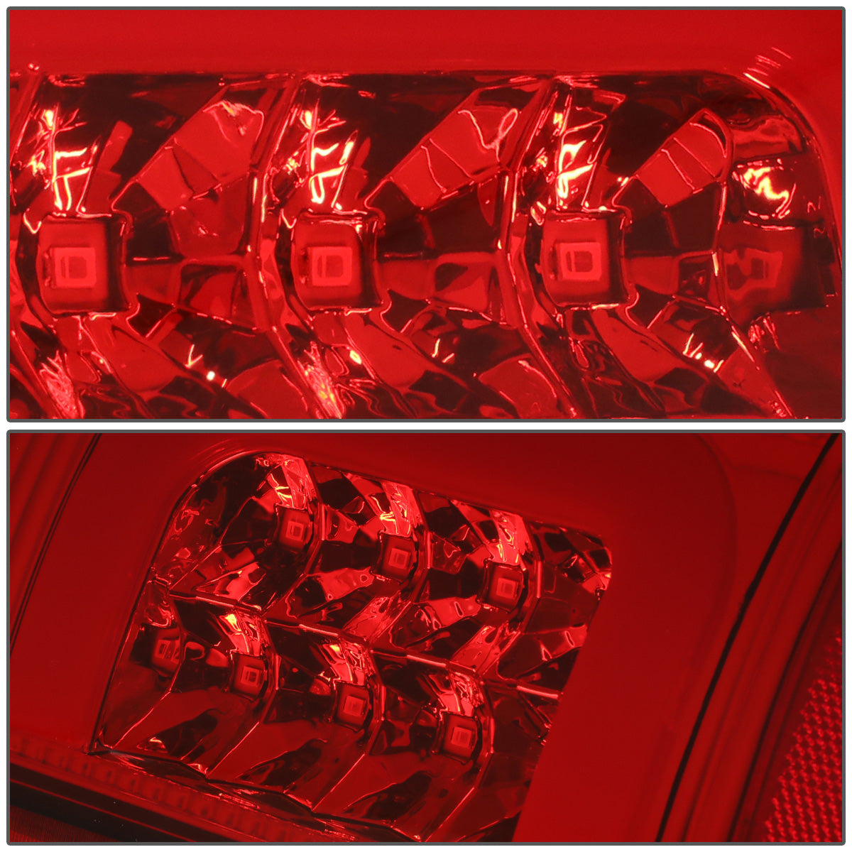 FAROS TRASEROS 08-16 FORD F-250, F-350, F-450, F-550 - SUPER DUTY / 09-16 FORD F-350, F-450 / 15-16 FORD F-550 - RED C-BAR - 3D - LED - CHROME / RED
