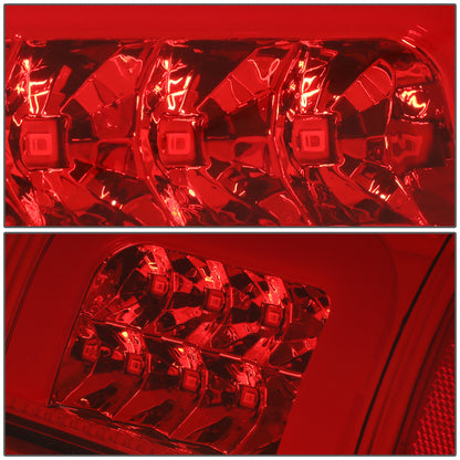 FAROS TRASEROS 08-16 FORD F-250, F-350, F-450, F-550 - SUPER DUTY / 09-16 FORD F-350, F-450 / 15-16 FORD F-550 - RED C-BAR - 3D - LED - CHROME / RED