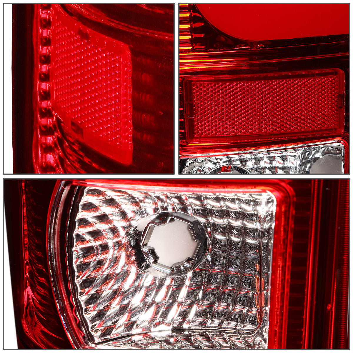 FAROS TRASEROS 08-16 FORD F-250, F-350, F-450, F-550 - SUPER DUTY / 09-16 FORD F-350, F-450 / 15-16 FORD F-550 - RED C-BAR - 3D - LED - CHROME / RED