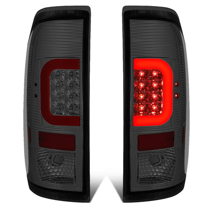 FAROS TRASEROS 08-16 FORD F-250, F-350, F-450, F-550 - SUPER DUTY / 09-16 FORD F-350, F-450 / 15-16 FORD F-550 - RED C-BAR - 3D - LED - CHROME / SMOKE