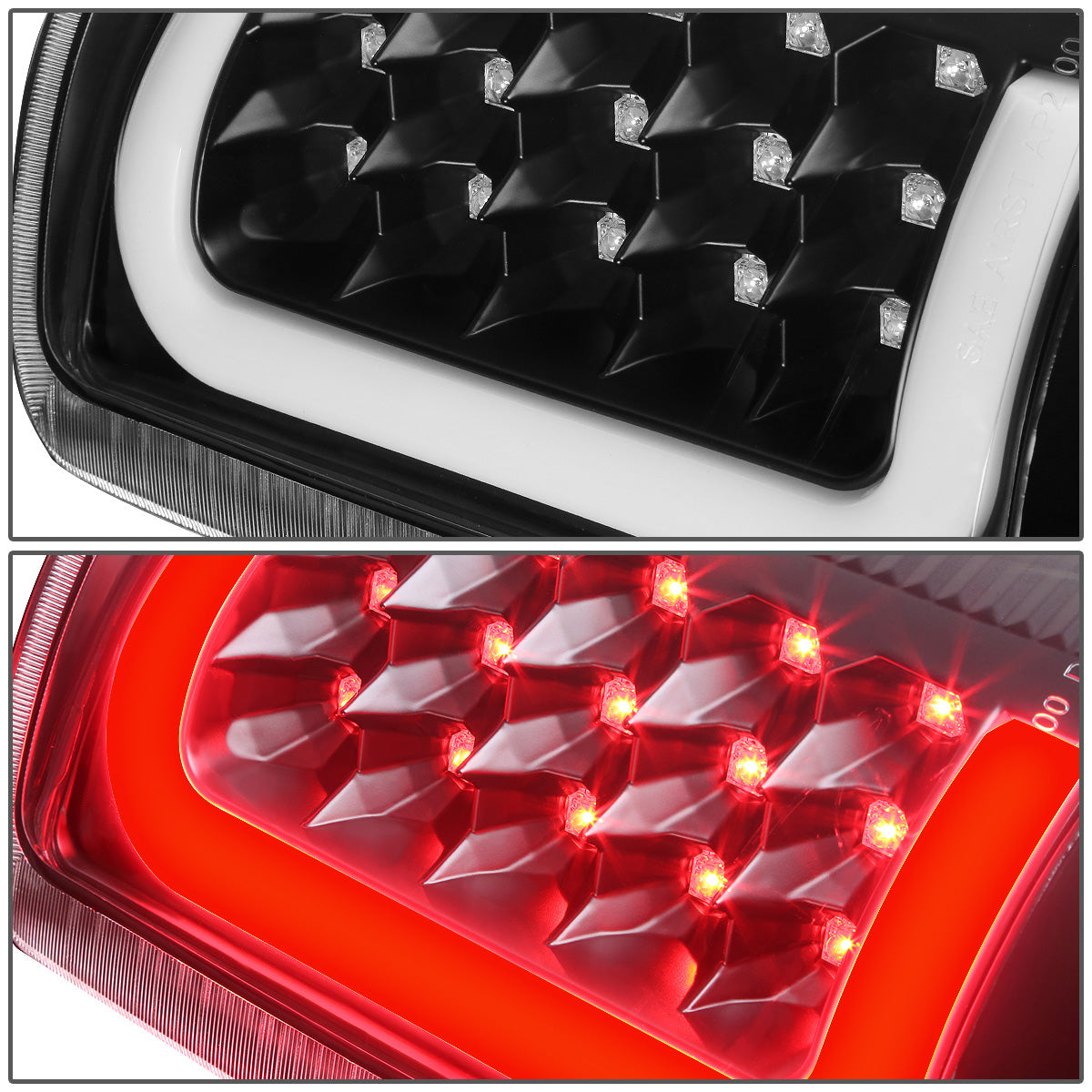 FAROS TRASEROS 00-06 CHEVY TAHOE , CHEVY SUBURBAN 1500 , 2500 , GMC YUKON , YUKON XL 1500 , 2500 - C-BAR - 3D - U-HALO LED - FITS LIFT DOOR MODELS ONLY , DOES NOT FIT BARN DOOR MODELS - BLACK / CLEAR