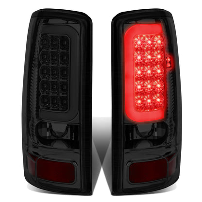 FAROS TRASEROS 00-06 CHEVY TAHOE , CHEVY SUBURBAN 1500 , 2500 , GMC YUKON , YUKON XL 1500 , 2500 - C-BAR - 3D - U-HALO LED - FITS LIFT DOOR MODELS ONLY , DOES NOT FIT BARN DOOR MODELS - CHROME / SMOKE