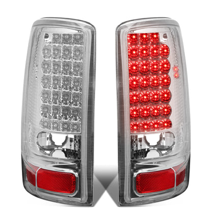FAROS TRASEROS 00-06 CHEVY TAHOE , CHEVY SUBURBAN 1500 , 2500 , GMC YUKON , YUKON XL 1500 , 2500 - LED - FITS LIFT DOOR MODELS ONLY , DOES NOT FIT BARN DOOR MODELS - CHROME / CLEAR