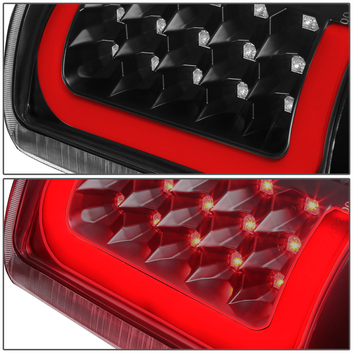 FAROS TRASEROS 00-06 CHEVY TAHOE , CHEVY SUBURBAN 1500 , 2500 , GMC YUKON , YUKON XL 1500 , 2500 - RED C-BAR - 3D - U-HALO LED - FITS LIFT DOOR MODELS ONLY , DOES NOT FIT BARN DOOR MODELS - BLACK / CLEAR