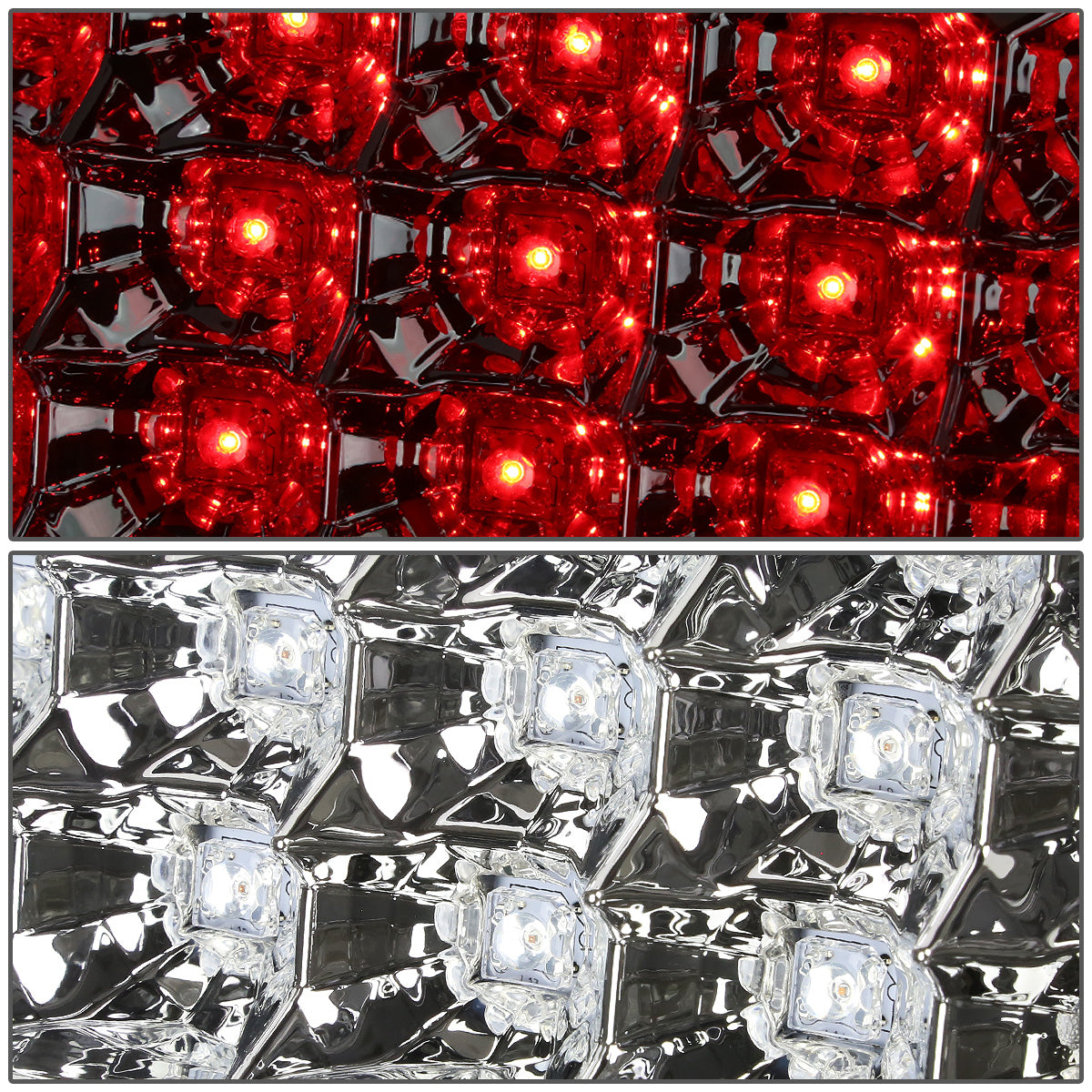 FAROS TRASEROS 00-06 CHEVY TAHOE , CHEVY SUBURBAN 1500 , 2500 , GMC YUKON , YUKON XL 1500 , 2500 - RED C-BAR - 3D - U-HALO LED - FITS LIFT DOOR MODELS ONLY , DOES NOT FIT BARN DOOR MODELS - CHROME / CLEAR