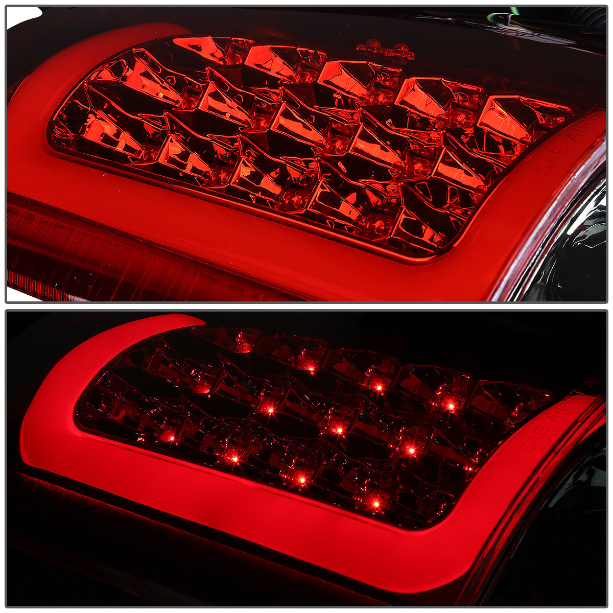 FAROS TRASEROS 00-06 CHEVY TAHOE , CHEVY SUBURBAN 1500 , 2500 , GMC YUKON , YUKON XL 1500 , 2500 - RED C-BAR - 3D - U-HALO LED - FITS LIFT DOOR MODELS ONLY , DOES NOT FIT BARN DOOR MODELS - CHROME / RED