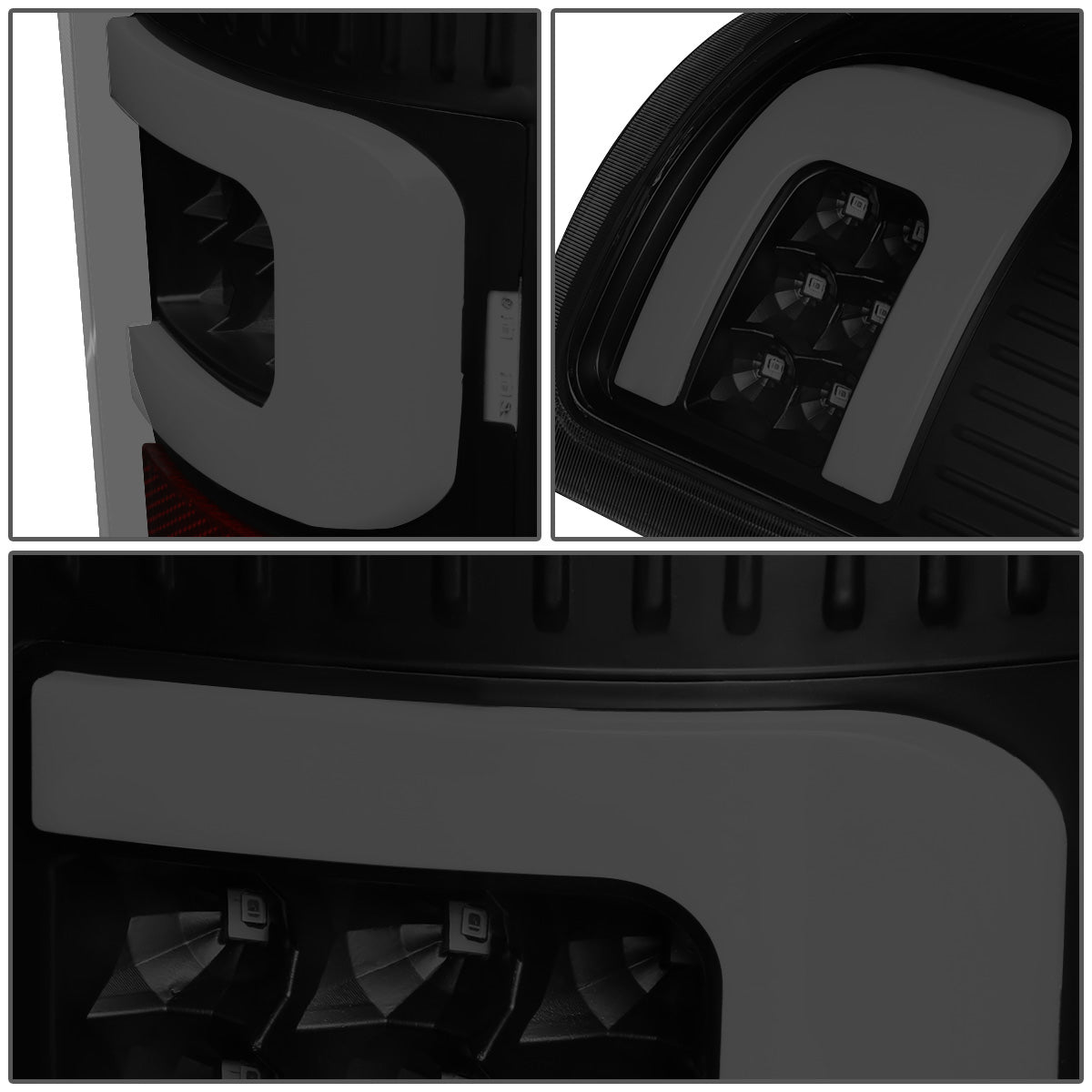 FAROS TRASEROS 07-13 GMC SIERRA 1500 - 07-14 GMC SIERRA 2500HD 3500HD - DOES NOT FIT DUALLY MODELS, DOES NOT FIT DENALI MODELS, DOES NOT FIT MODELS WITH 921 BACKUP BULB MODELS - 3D - LED - BLACK / SMOKE