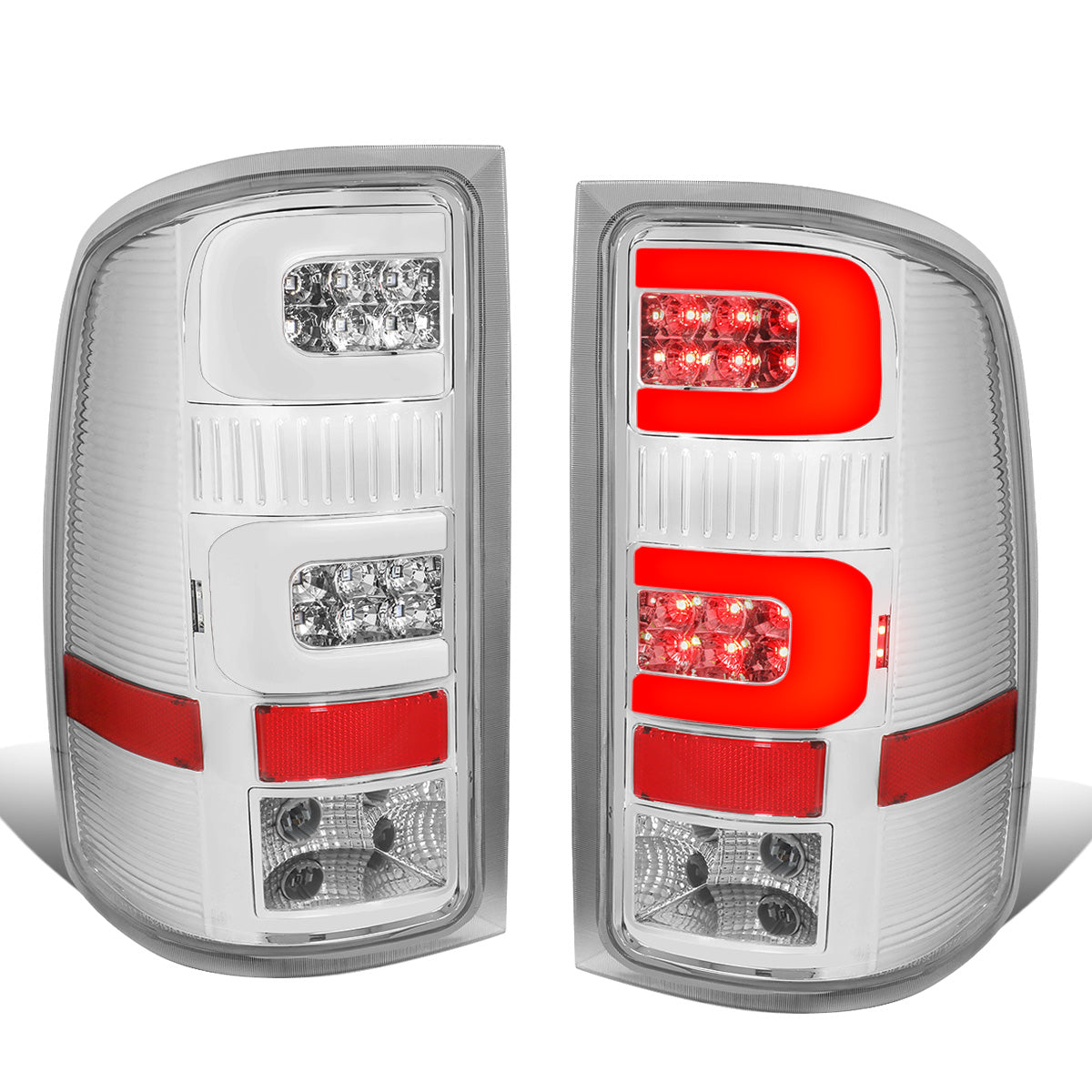 FAROS TRASEROS 07-13 GMC SIERRA 1500 - 07-14 GMC SIERRA 2500HD 3500HD - DOES NOT FIT DUALLY MODELS, DOES NOT FIT DENALI MODELS, DOES NOT FIT MODELS WITH 921 BACKUP BULB MODELS - 3D - LED - CHROME / CLEAR