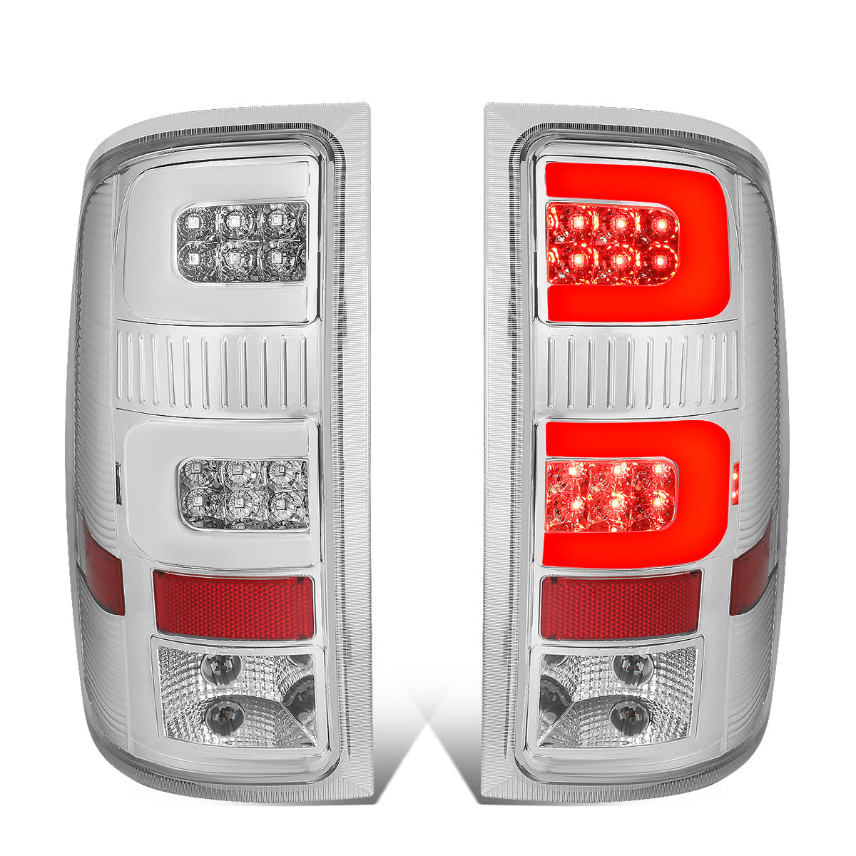 FAROS TRASEROS 07-13 GMC SIERRA 1500 - 07-14 GMC SIERRA 2500HD 3500HD - DOES NOT FIT DUALLY MODELS, DOES NOT FIT DENALI MODELS, DOES NOT FIT MODELS WITH 921 BACKUP BULB MODELS - 3D - LED - CHROME / CLEAR