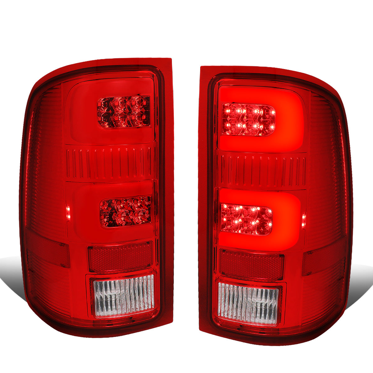 FAROS TRASEROS 07-13 GMC SIERRA 1500 - 07-14 GMC SIERRA 2500HD 3500HD - DOES NOT FIT DUALLY MODELS, DOES NOT FIT DENALI MODELS, DOES NOT FIT MODELS WITH 921 BACKUP BULB MODELS - 3D - LED - CHROME / RED