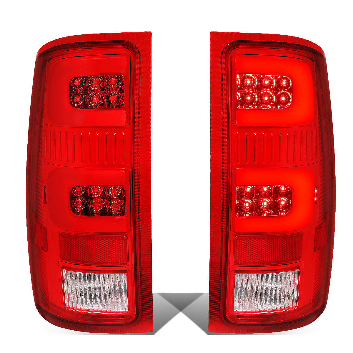 FAROS TRASEROS 07-13 GMC SIERRA 1500 - 07-14 GMC SIERRA 2500HD 3500HD - DOES NOT FIT DUALLY MODELS, DOES NOT FIT DENALI MODELS, DOES NOT FIT MODELS WITH 921 BACKUP BULB MODELS - 3D - LED - CHROME / RED