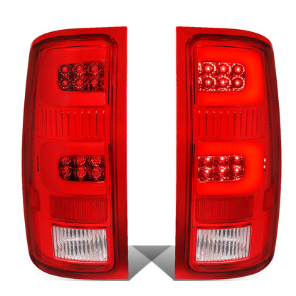 FAROS TRASEROS 07-13 GMC SIERRA 1500 - 07-14 GMC SIERRA 2500HD 3500HD - DOES NOT FIT DUALLY MODELS, DOES NOT FIT DENALI MODELS, DOES NOT FIT MODELS WITH 921 BACKUP BULB MODELS - 3D - LED - CHROME / RED