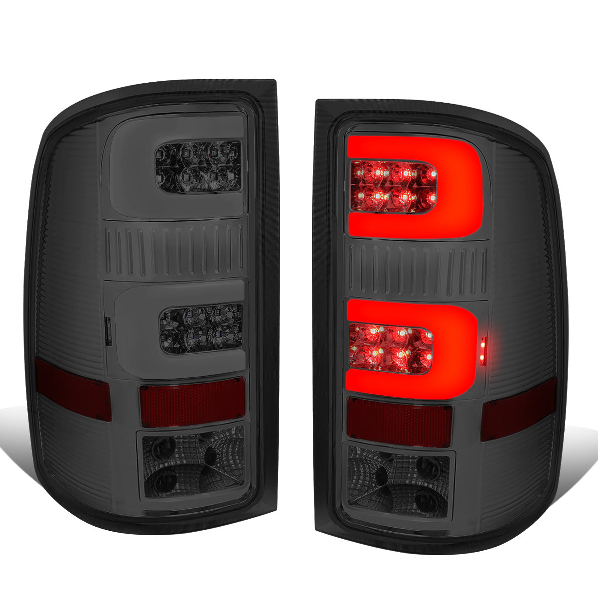 FAROS TRASEROS 07-13 GMC SIERRA 1500 - 07-14 GMC SIERRA 2500HD 3500HD - DOES NOT FIT DUALLY MODELS, DOES NOT FIT DENALI MODELS, DOES NOT FIT MODELS WITH 921 BACKUP BULB MODELS - 3D - LED - CHROME / SMOKE