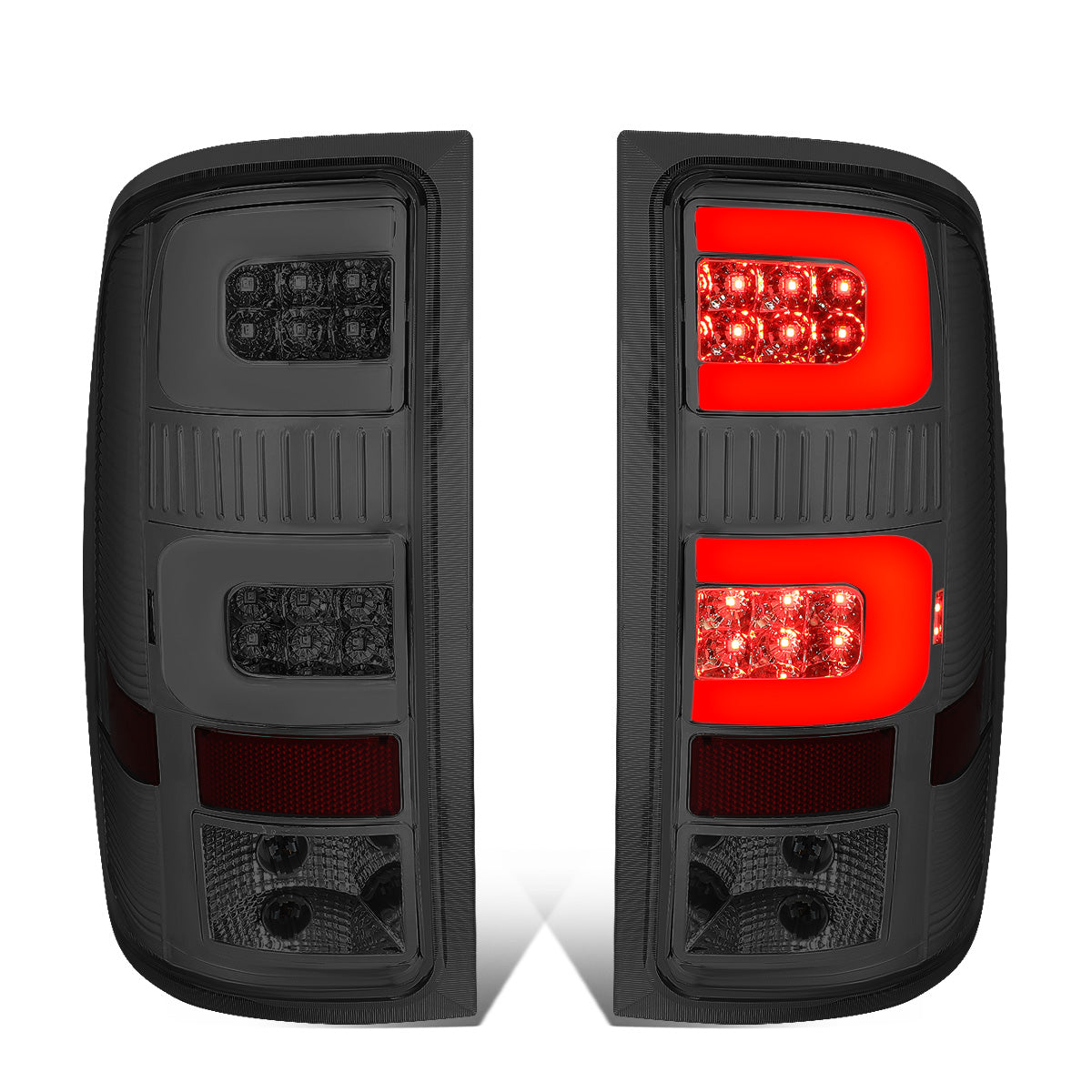 FAROS TRASEROS 07-13 GMC SIERRA 1500 - 07-14 GMC SIERRA 2500HD 3500HD - DOES NOT FIT DUALLY MODELS, DOES NOT FIT DENALI MODELS, DOES NOT FIT MODELS WITH 921 BACKUP BULB MODELS - 3D - LED - CHROME / SMOKE