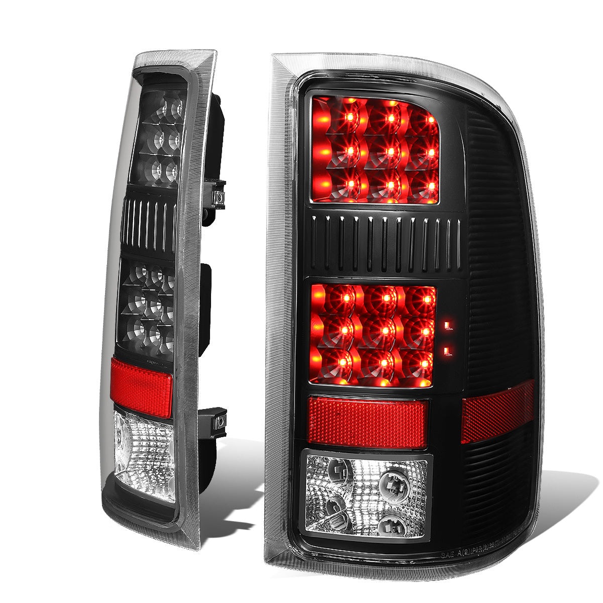 FAROS TRASEROS 07-13 GMC SIERRA 1500 - 07-14 GMC SIERRA 2500HD 3500HD - DOES NOT FIT DUALLY MODELS, DOES NOT FIT DENALI MODELS, DOES NOT FIT MODELS WITH 921 BACKUP BULB MODELS - LED - BLACK / CLEAR
