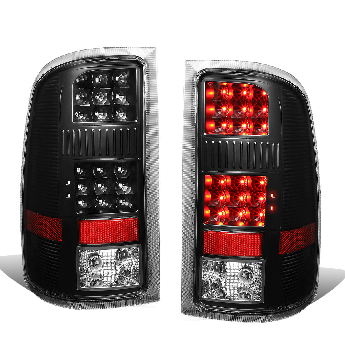 FAROS TRASEROS 07-13 GMC SIERRA 1500 - 07-14 GMC SIERRA 2500HD 3500HD - DOES NOT FIT DUALLY MODELS, DOES NOT FIT DENALI MODELS, DOES NOT FIT MODELS WITH 921 BACKUP BULB MODELS - LED - BLACK / CLEAR