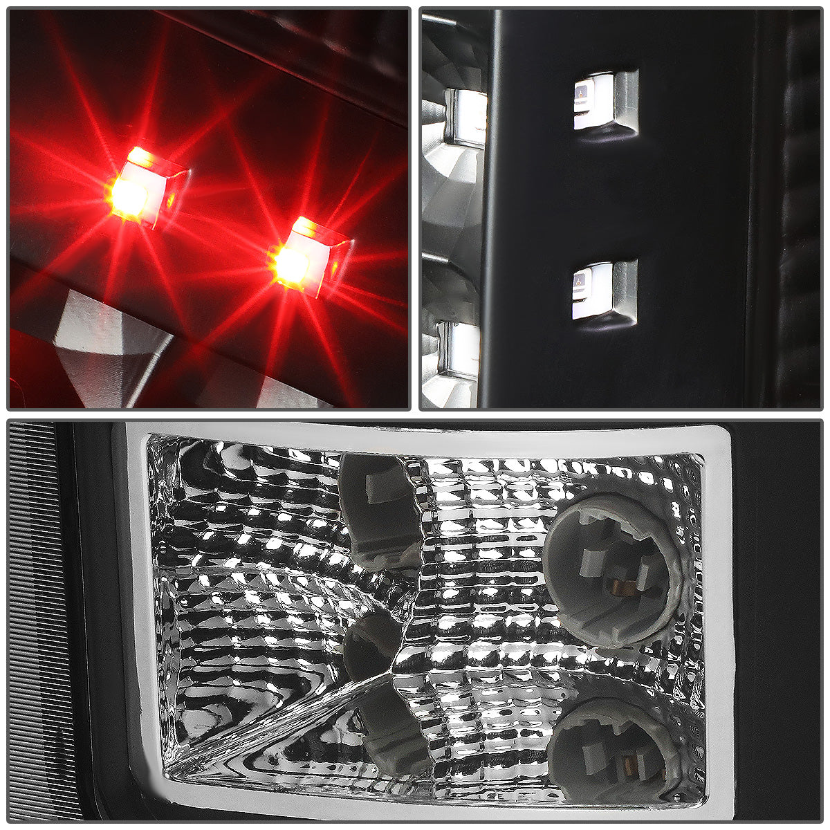 FAROS TRASEROS 07-13 GMC SIERRA 1500 - 07-14 GMC SIERRA 2500HD 3500HD - DOES NOT FIT DUALLY MODELS, DOES NOT FIT DENALI MODELS, DOES NOT FIT MODELS WITH 921 BACKUP BULB MODELS - LED - BLACK / CLEAR