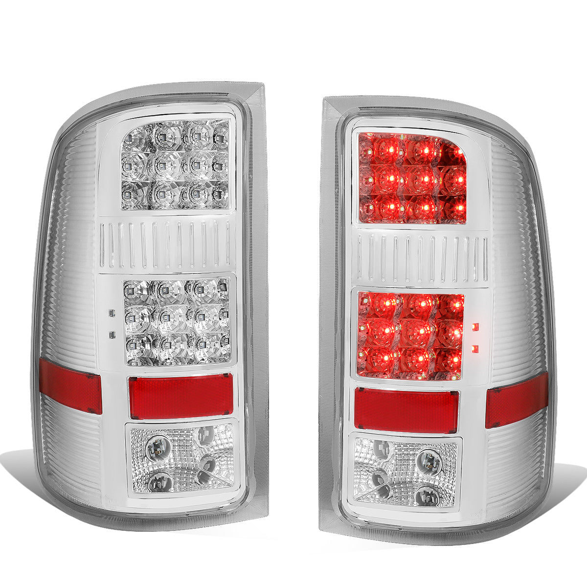 FAROS TRASEROS 07-13 GMC SIERRA 1500 - 07-14 GMC SIERRA 2500HD 3500HD - DOES NOT FIT DUALLY MODELS, DOES NOT FIT DENALI MODELS, DOES NOT FIT MODELS WITH 921 BACKUP BULB MODELS - LED - CHROME / CLEAR