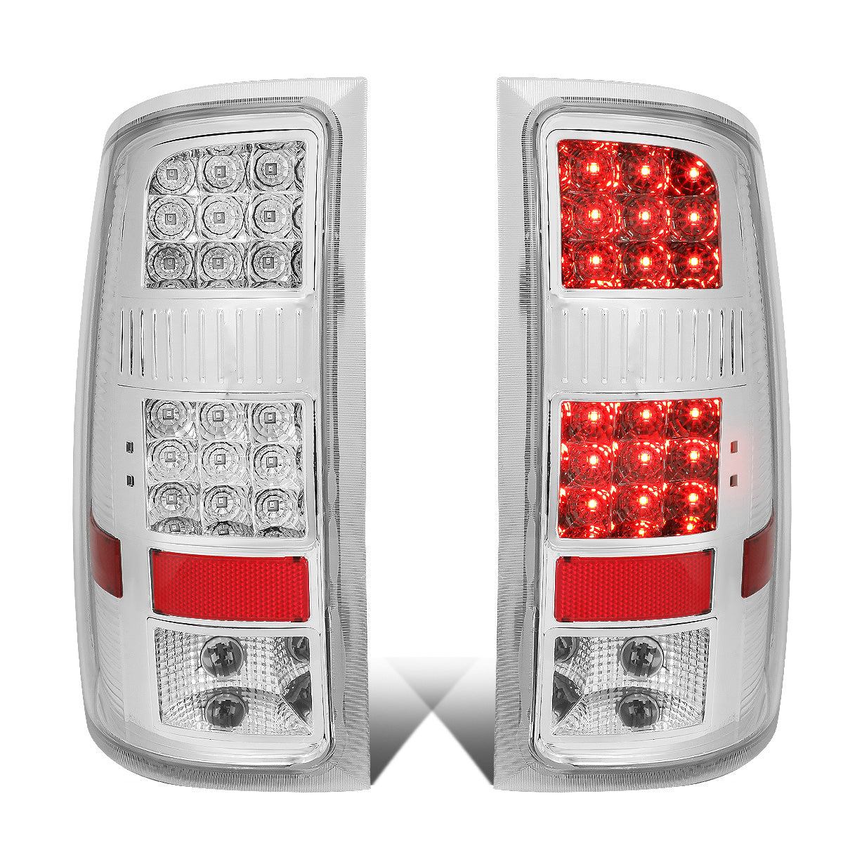 FAROS TRASEROS 07-13 GMC SIERRA 1500 - 07-14 GMC SIERRA 2500HD 3500HD - DOES NOT FIT DUALLY MODELS, DOES NOT FIT DENALI MODELS, DOES NOT FIT MODELS WITH 921 BACKUP BULB MODELS - LED - CHROME / CLEAR