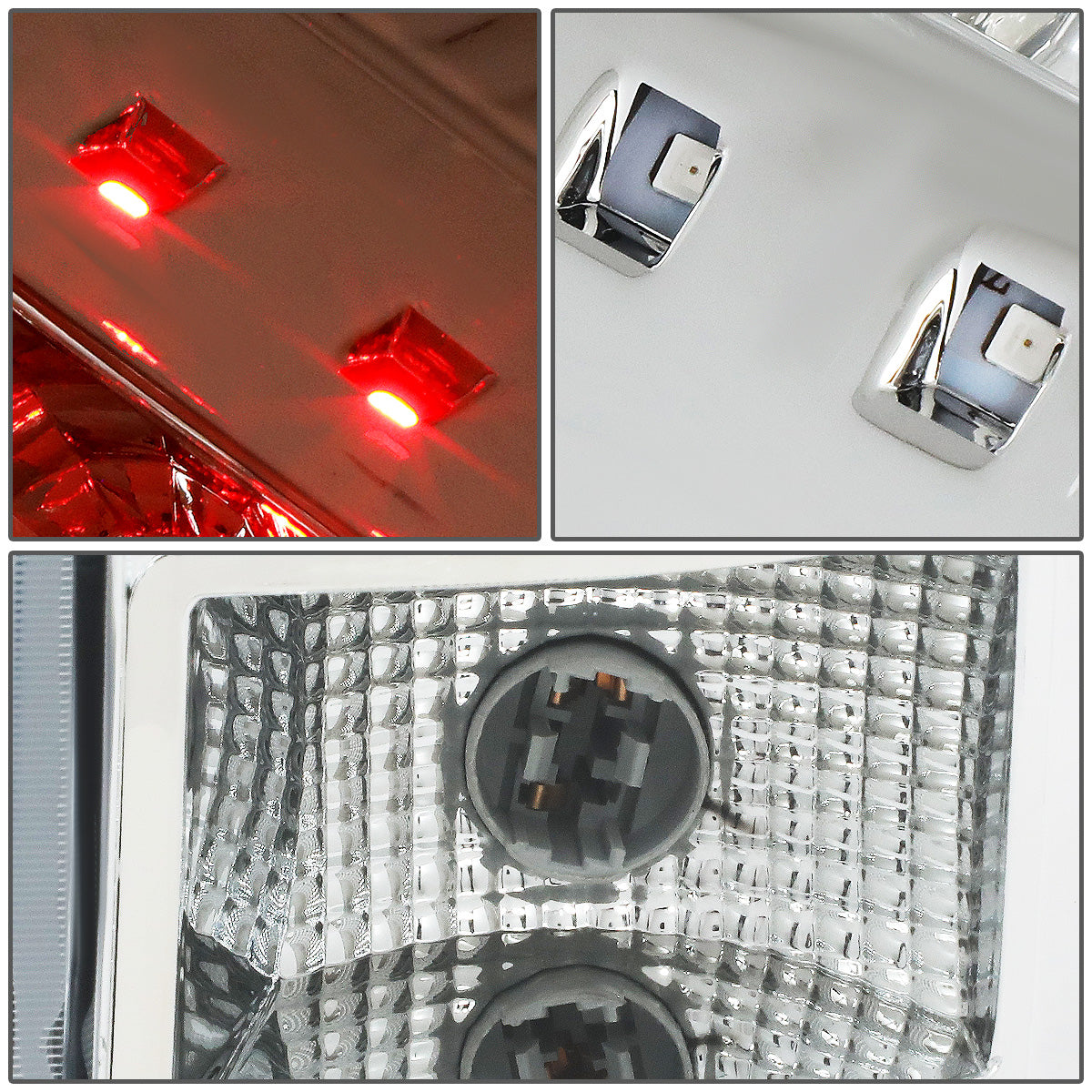 FAROS TRASEROS 07-13 GMC SIERRA 1500 - 07-14 GMC SIERRA 2500HD 3500HD - DOES NOT FIT DUALLY MODELS, DOES NOT FIT DENALI MODELS, DOES NOT FIT MODELS WITH 921 BACKUP BULB MODELS - LED - CHROME / CLEAR