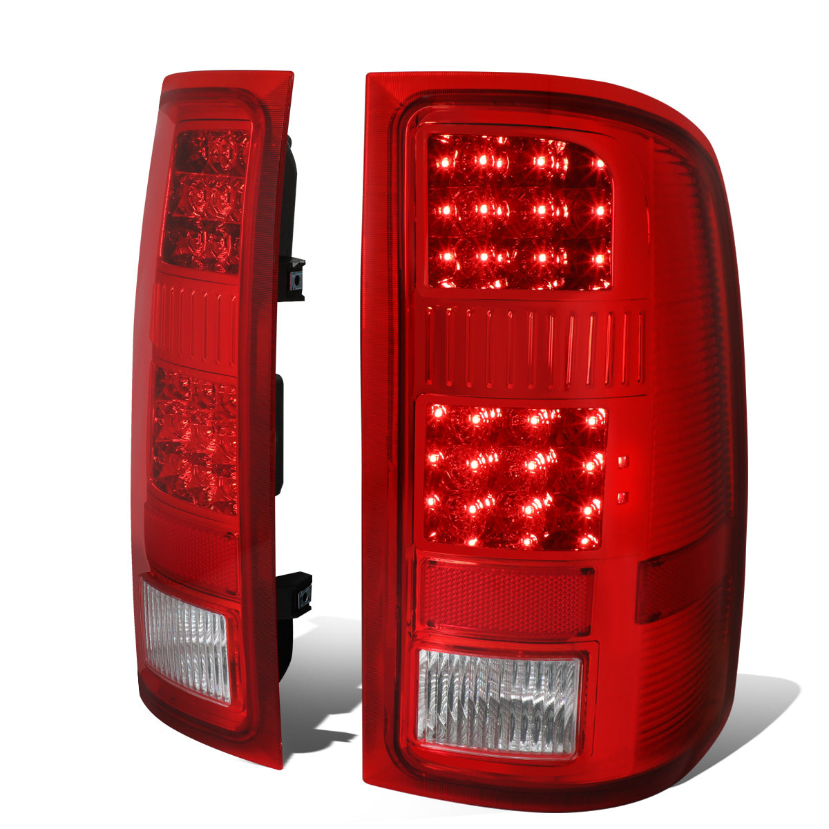 FAROS TRASEROS 07-13 GMC SIERRA 1500 - 07-14 GMC SIERRA 2500HD 3500HD - DOES NOT FIT DUALLY MODELS, DOES NOT FIT DENALI MODELS, DOES NOT FIT MODELS WITH 921 BACKUP BULB MODELS - LED - CHROME / RED