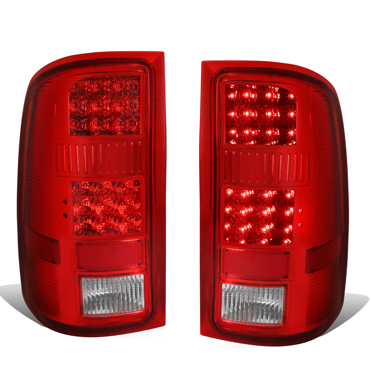 FAROS TRASEROS 07-13 GMC SIERRA 1500 - 07-14 GMC SIERRA 2500HD 3500HD - DOES NOT FIT DUALLY MODELS, DOES NOT FIT DENALI MODELS, DOES NOT FIT MODELS WITH 921 BACKUP BULB MODELS - LED - CHROME / RED