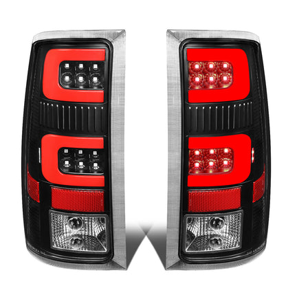 FAROS TRASEROS 07-13 GMC SIERRA 1500 - 07-14 GMC SIERRA 2500HD 3500HD - DOES NOT FIT DUALLY MODELS, DOES NOT FIT DENALI MODELS, DOES NOT FIT MODELS WITH 921 BACKUP BULB MODELS - 3D - RED LED - BLACK / CLEAR