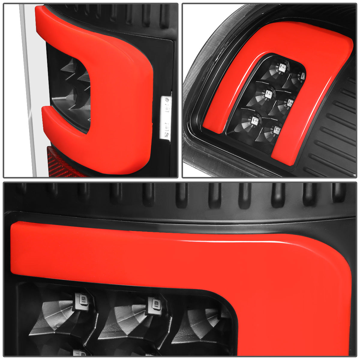 FAROS TRASEROS 07-13 GMC SIERRA 1500 - 07-14 GMC SIERRA 2500HD 3500HD - DOES NOT FIT DUALLY MODELS, DOES NOT FIT DENALI MODELS, DOES NOT FIT MODELS WITH 921 BACKUP BULB MODELS - 3D - RED LED - BLACK / CLEAR