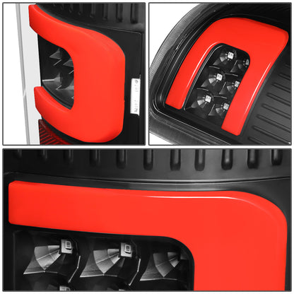 FAROS TRASEROS 07-13 GMC SIERRA 1500 - 07-14 GMC SIERRA 2500HD 3500HD - DOES NOT FIT DUALLY MODELS, DOES NOT FIT DENALI MODELS, DOES NOT FIT MODELS WITH 921 BACKUP BULB MODELS - 3D - RED LED - BLACK / CLEAR