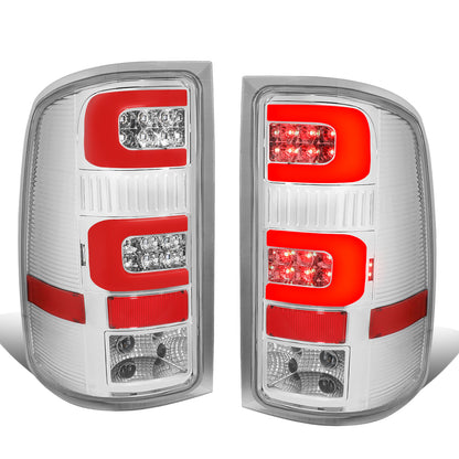 FAROS TRASEROS 07-13 GMC SIERRA 1500 - 07-14 GMC SIERRA 2500HD 3500HD - DOES NOT FIT DUALLY MODELS, DOES NOT FIT DENALI MODELS, DOES NOT FIT MODELS WITH 921 BACKUP BULB MODELS - 3D - RED LED - CHROME / CLEAR