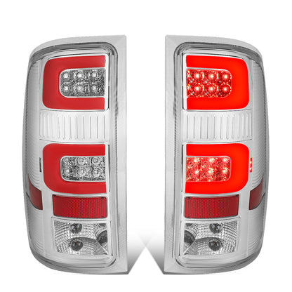 FAROS TRASEROS 07-13 GMC SIERRA 1500 - 07-14 GMC SIERRA 2500HD 3500HD - DOES NOT FIT DUALLY MODELS, DOES NOT FIT DENALI MODELS, DOES NOT FIT MODELS WITH 921 BACKUP BULB MODELS - 3D - RED LED - CHROME / CLEAR
