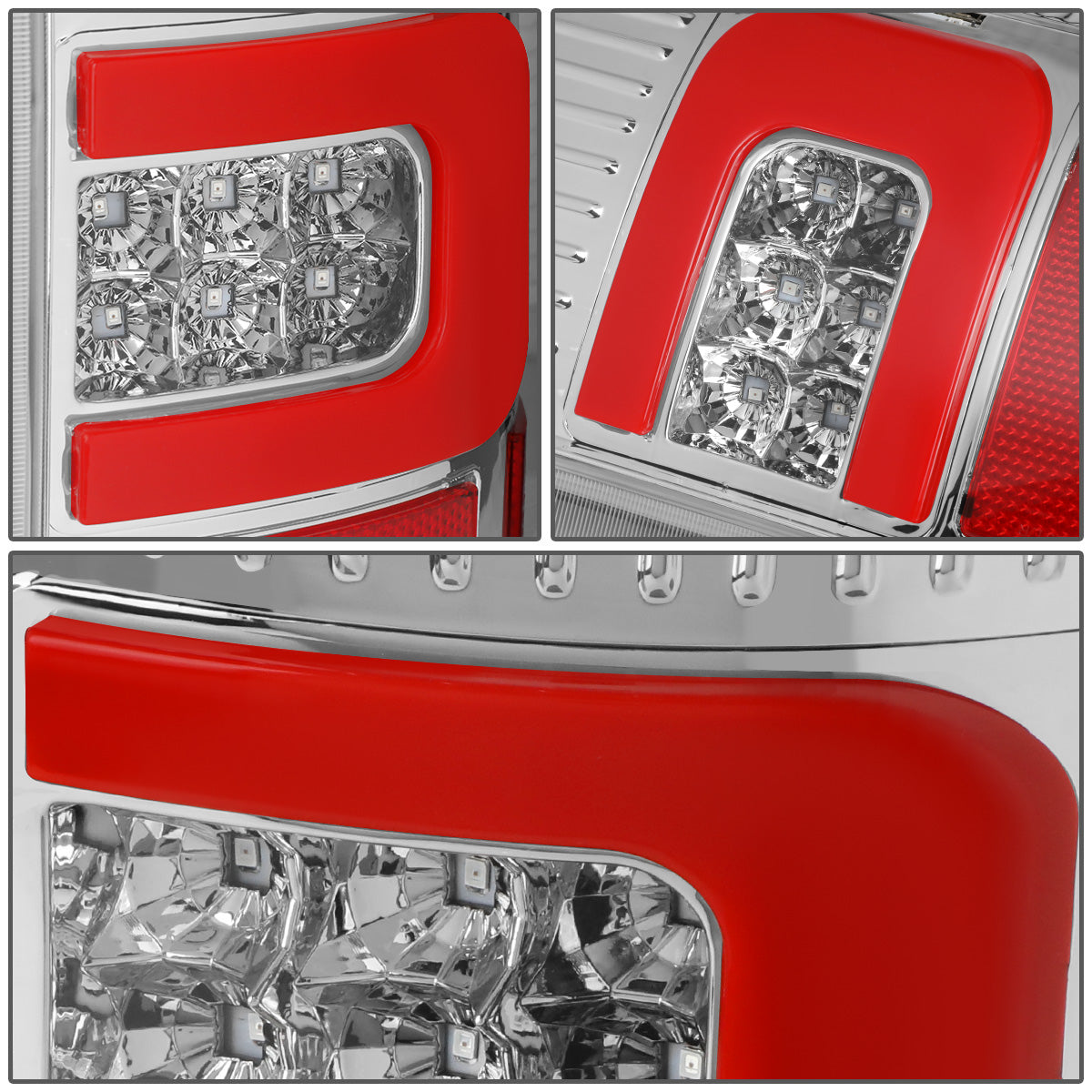 FAROS TRASEROS 07-13 GMC SIERRA 1500 - 07-14 GMC SIERRA 2500HD 3500HD - DOES NOT FIT DUALLY MODELS, DOES NOT FIT DENALI MODELS, DOES NOT FIT MODELS WITH 921 BACKUP BULB MODELS - 3D - RED LED - CHROME / CLEAR