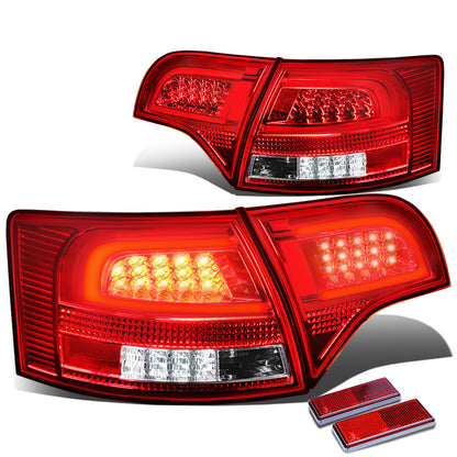 FAROS TRASEROS 05-08 AUDI S4 , A4 , A4 QUATTRO - 3D - TRON STYLE LED - CHROME / RED